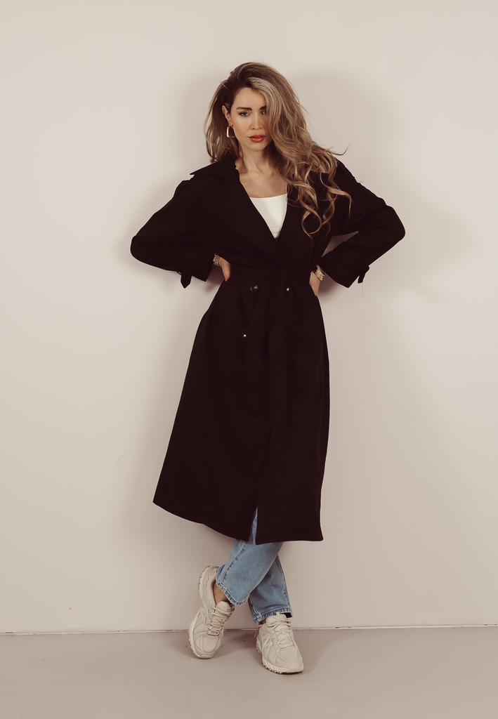 Long black trench deals coat