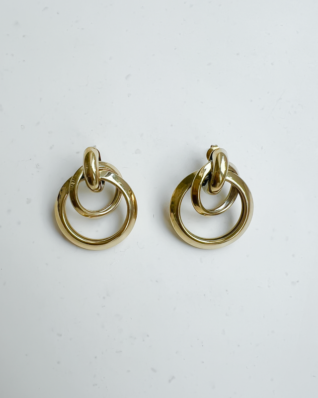 Double Circle Earrings in Gold