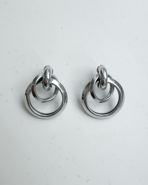 Double Circle Earrings in Silver