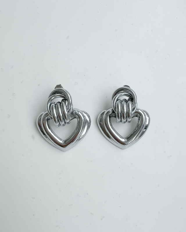 Heart Wire Earrings in Silver