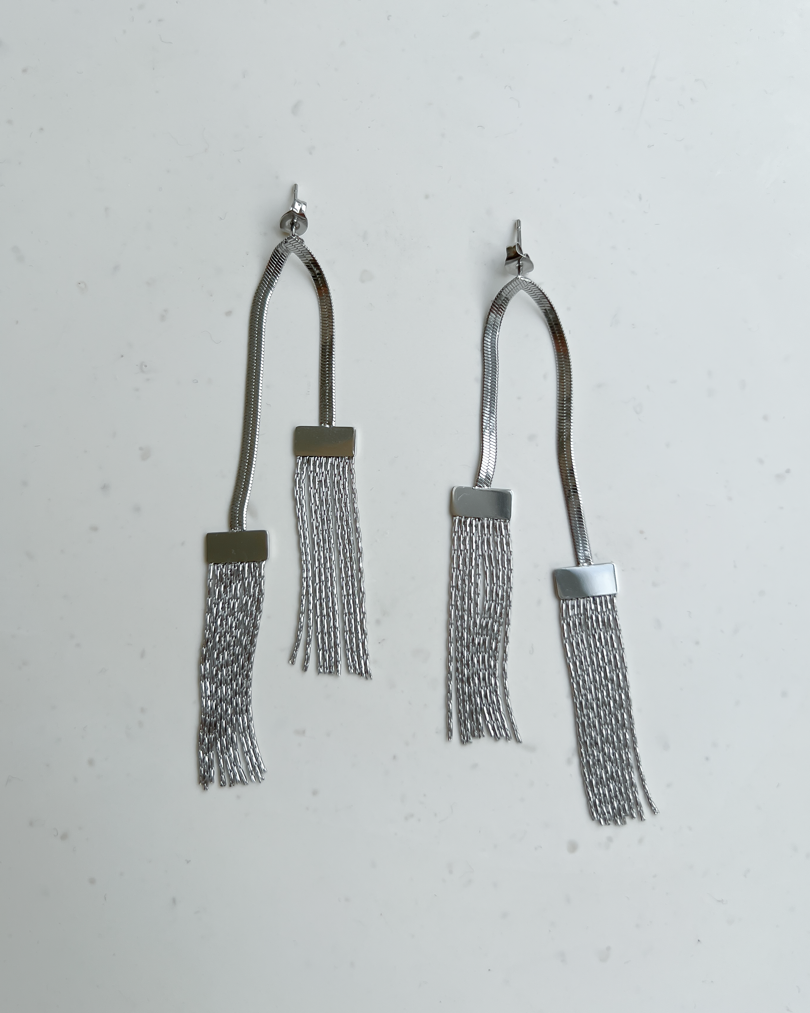 Chain Tassle Earrings in Silver