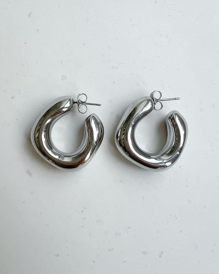 Chunky Hoop Earrings in Silver