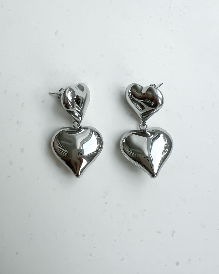 Small Heart Earrings in Silver