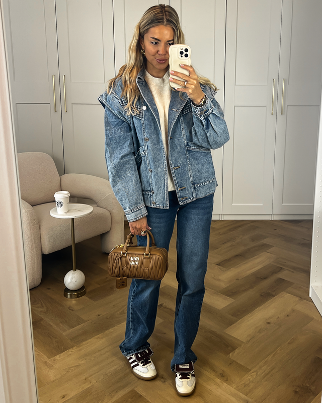 BLAKE - Oversized Denim Shoulder Jacket in Blue