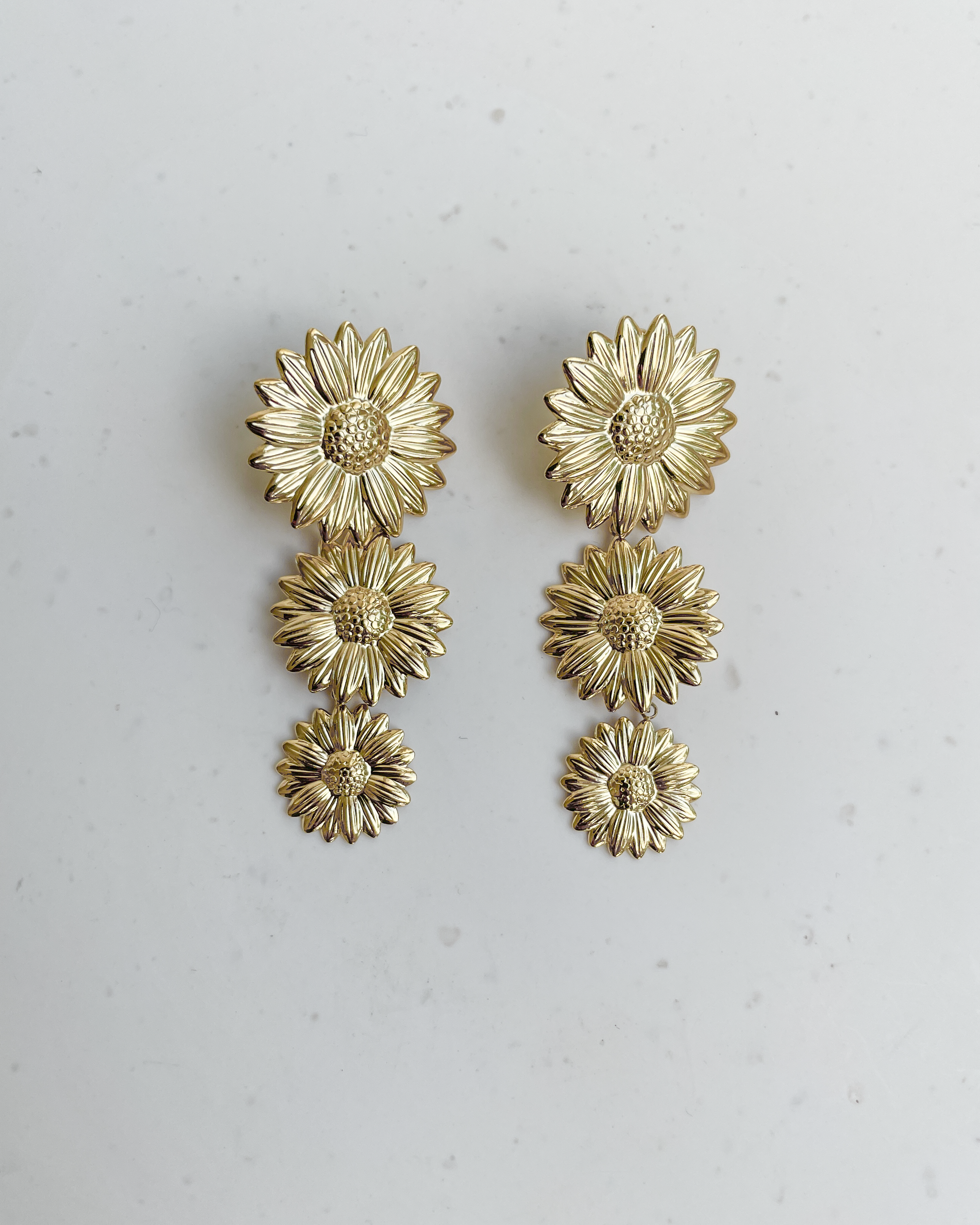 Flower Drop Earrings in Gold