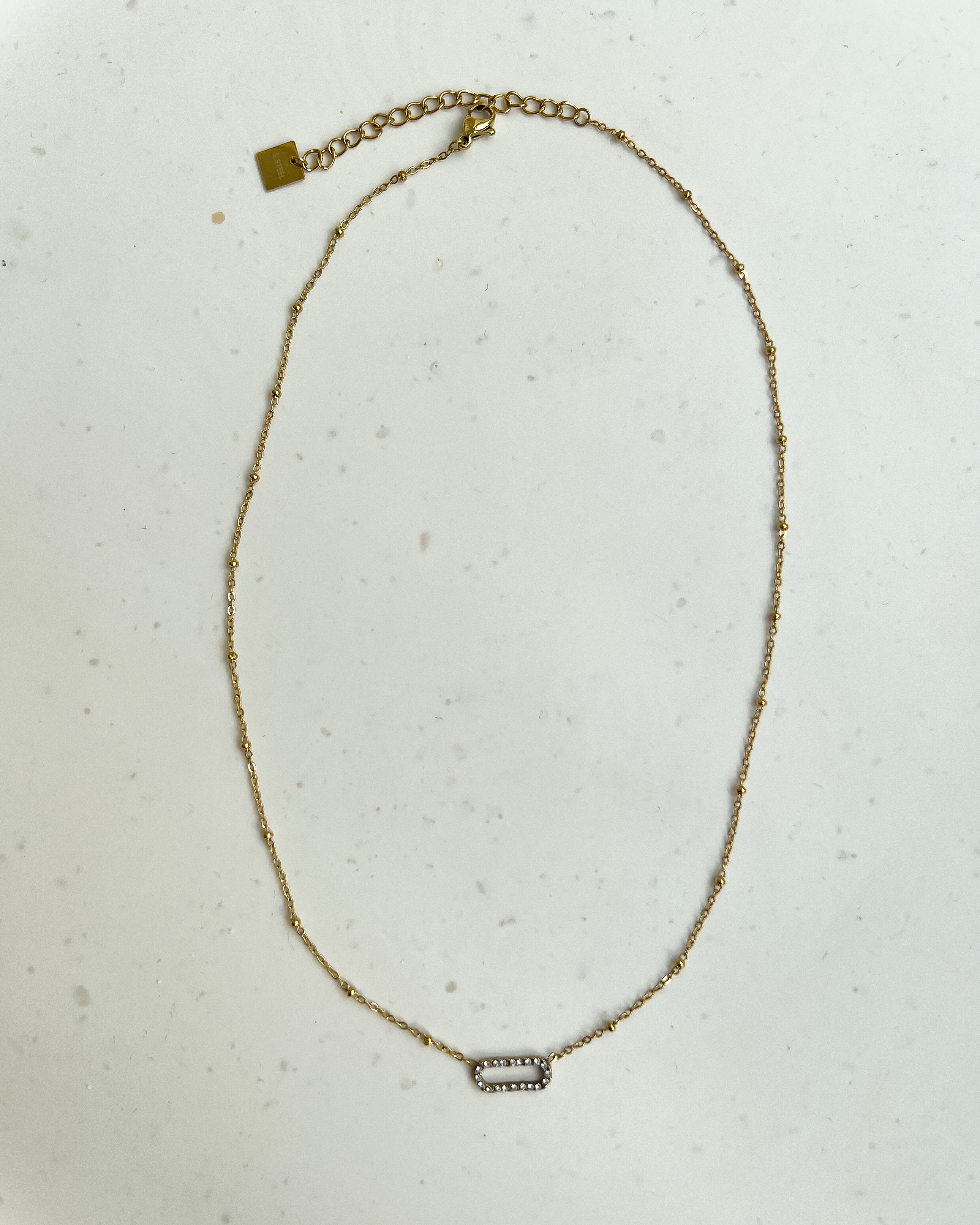 Oval Strass Necklace in Gold