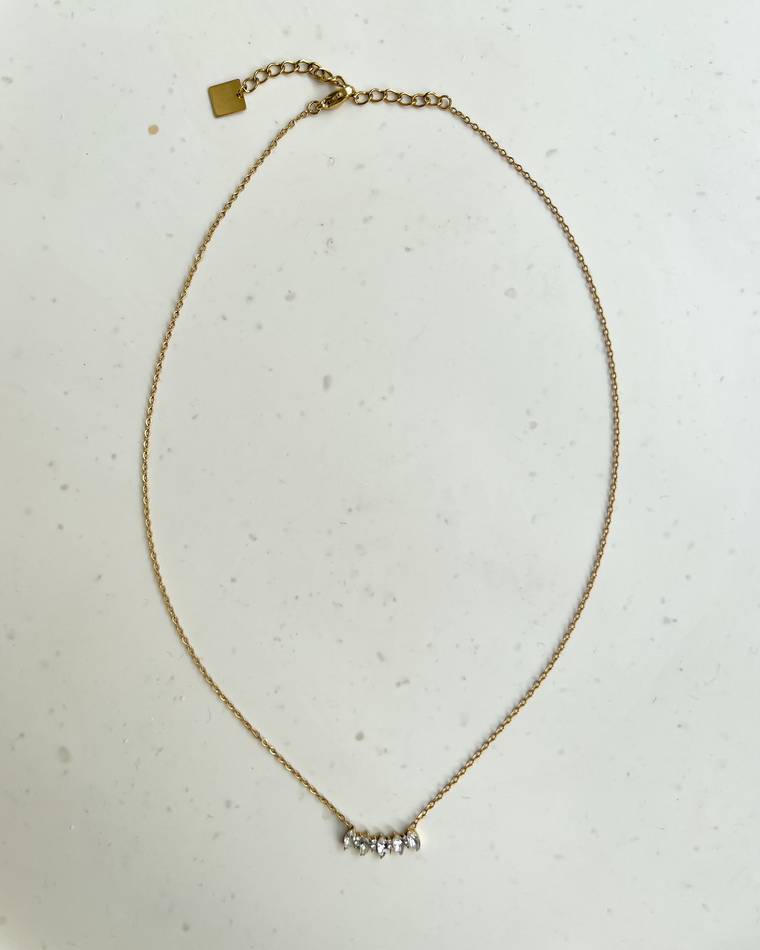 Crystal Row Necklace in Gold