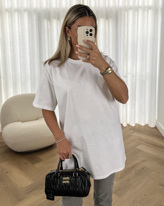 ASHTON - Oversized Heavy Cotton Tee in White