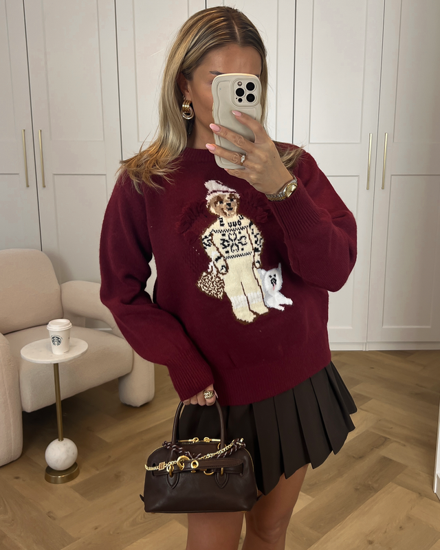 POLO - Bear Sweater in Bordeaux Red