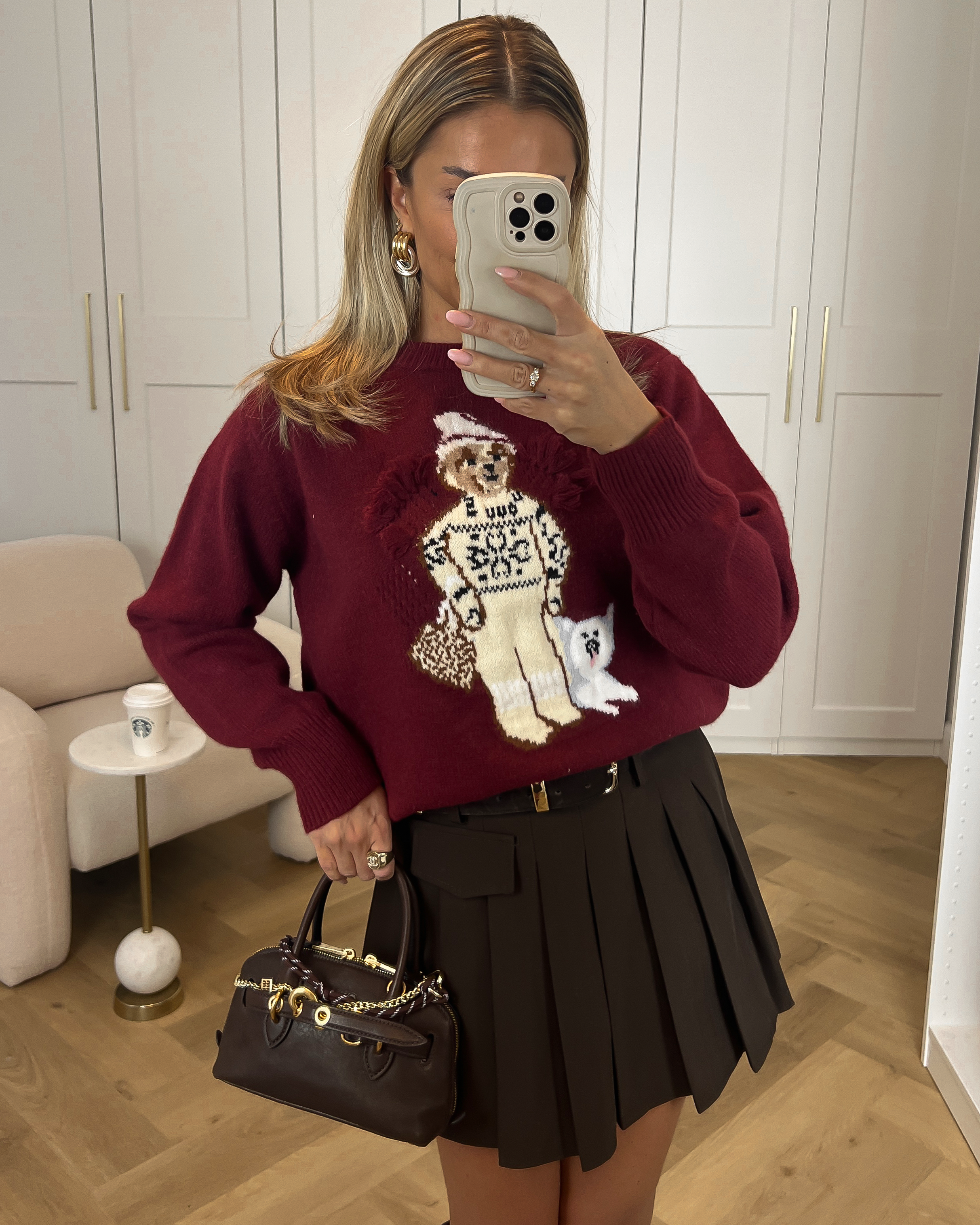 POLO - Bear Sweater in Bordeaux Red