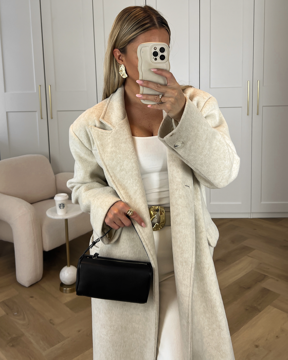 PHOEBE - Oversized Coat in Stone