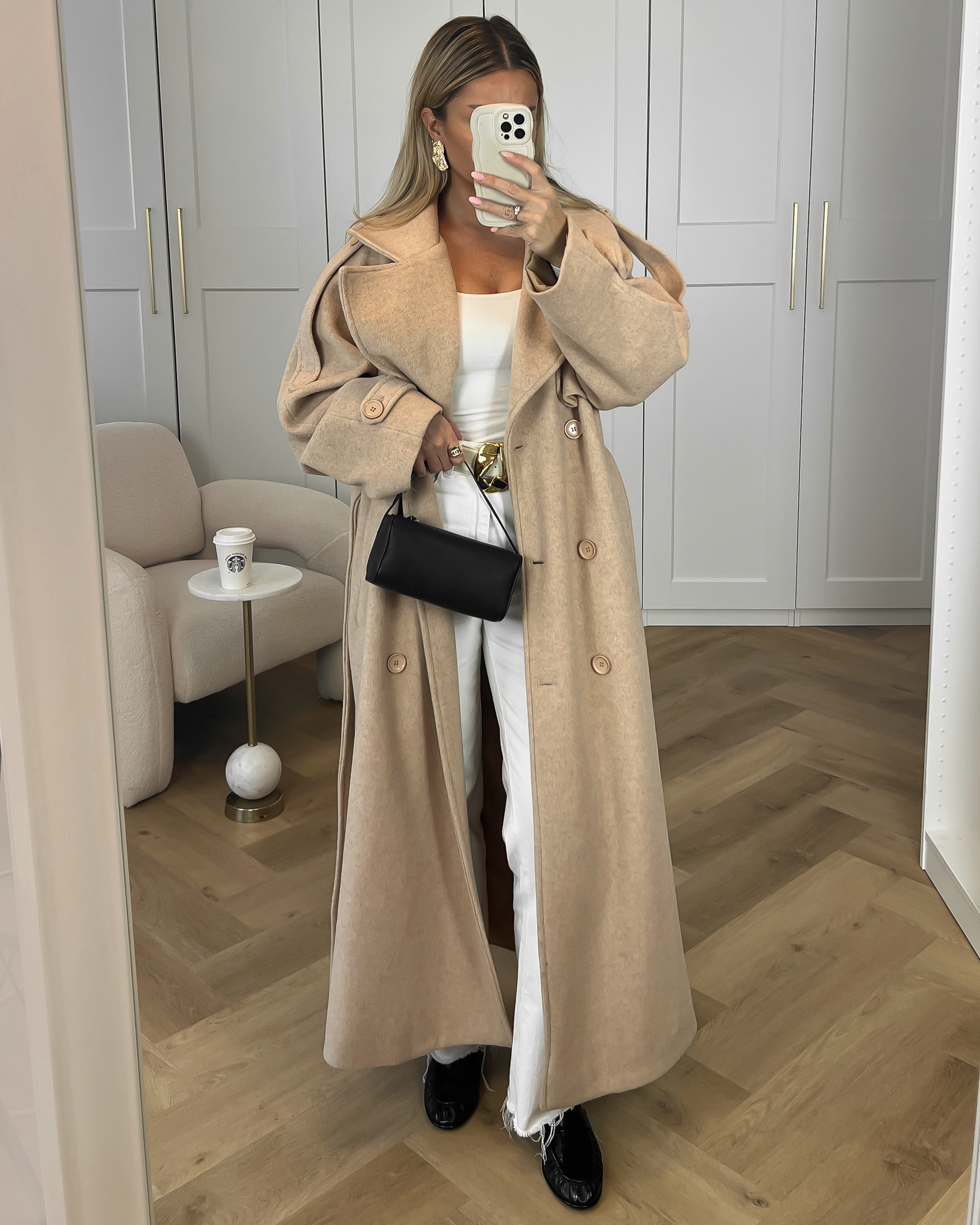 LOURDES - Oversized Trench Coat in Camel