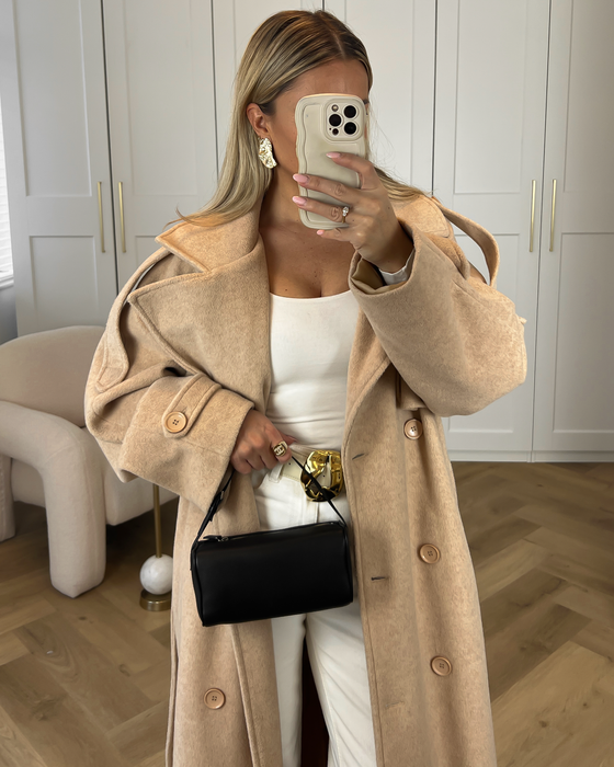 LOURDES - Oversized Trench Coat in Camel