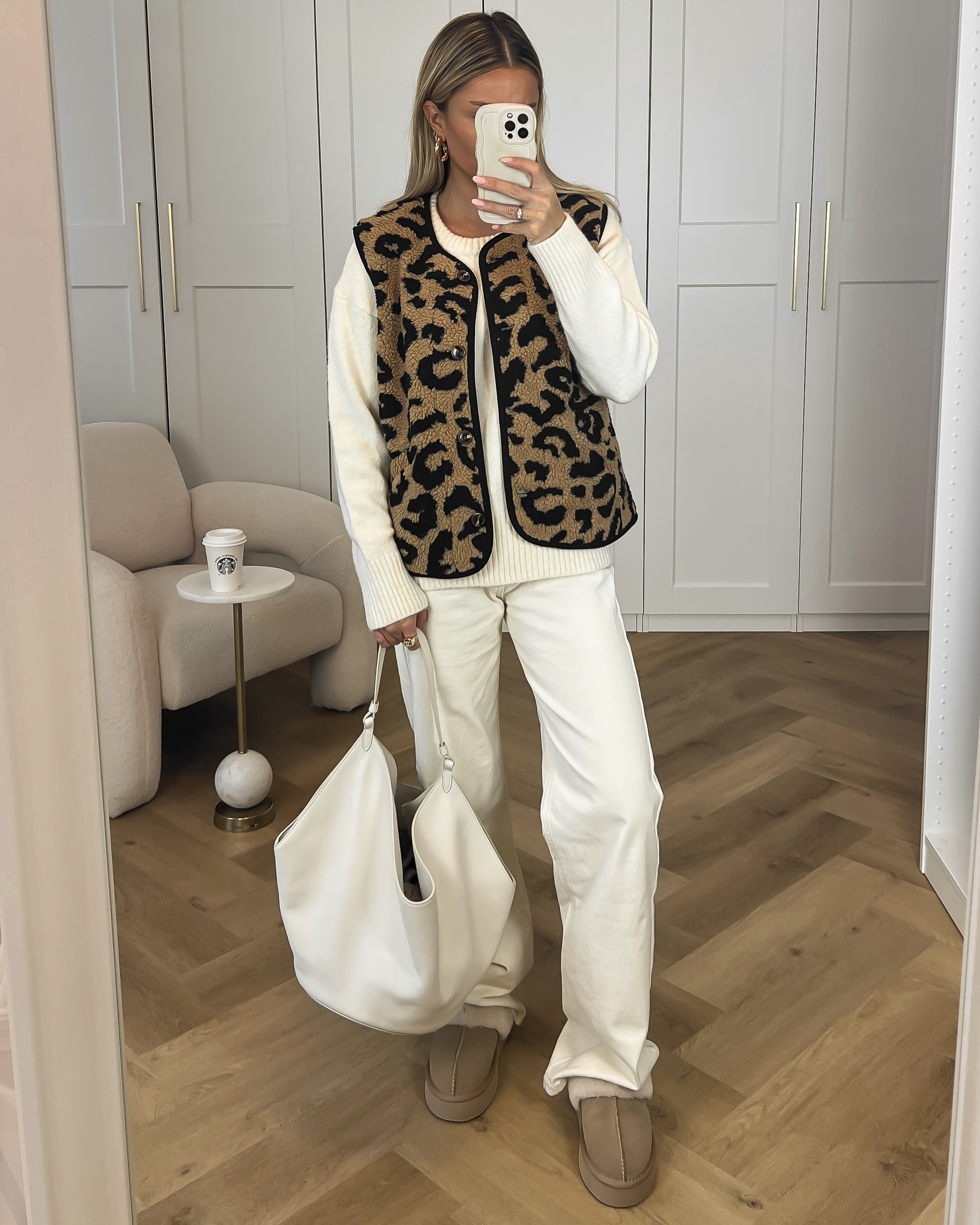 SALE - JAGGER Fur Gilet in Leopard Camel