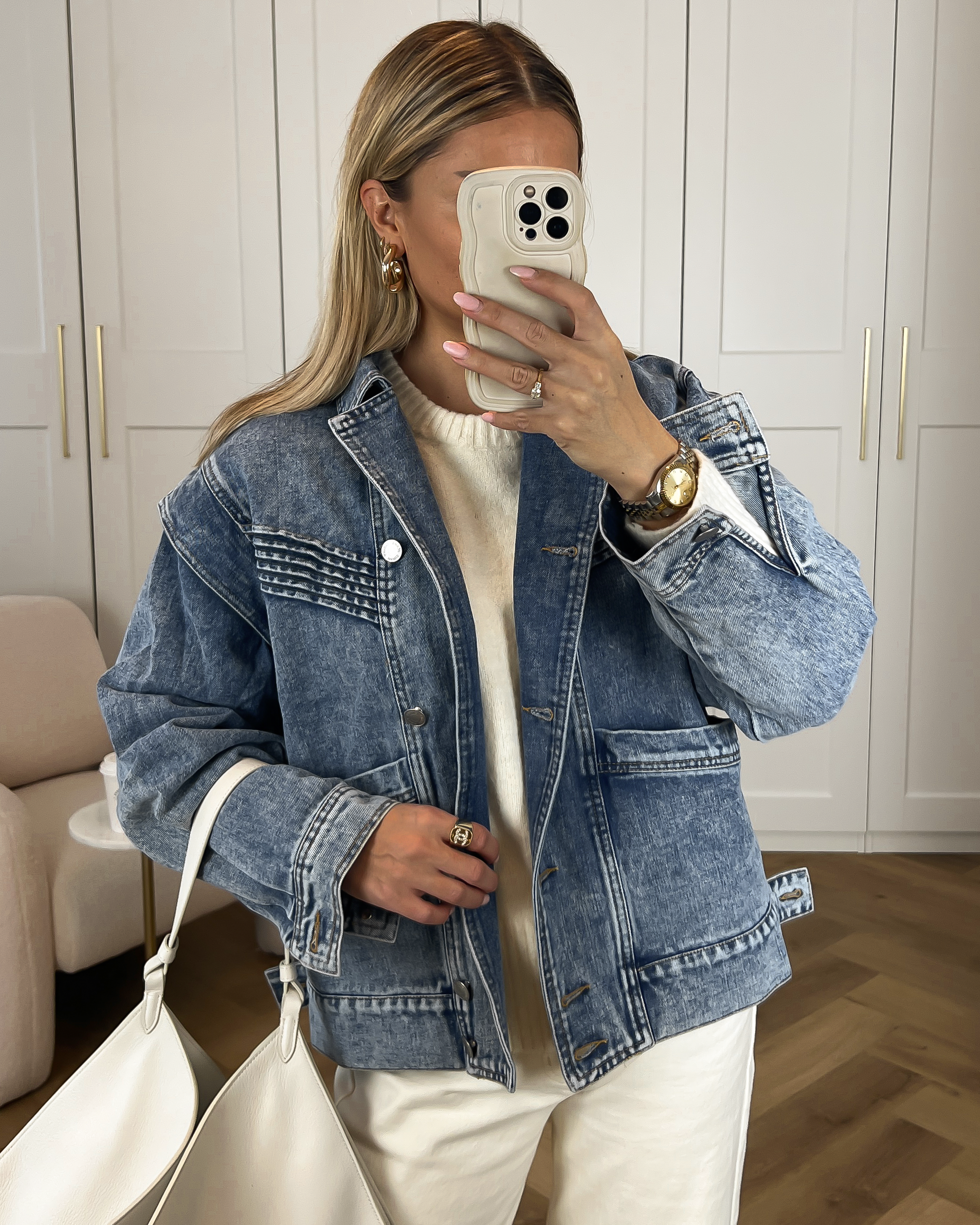 BLAKE - Oversized Denim Shoulder Jacket in Blue