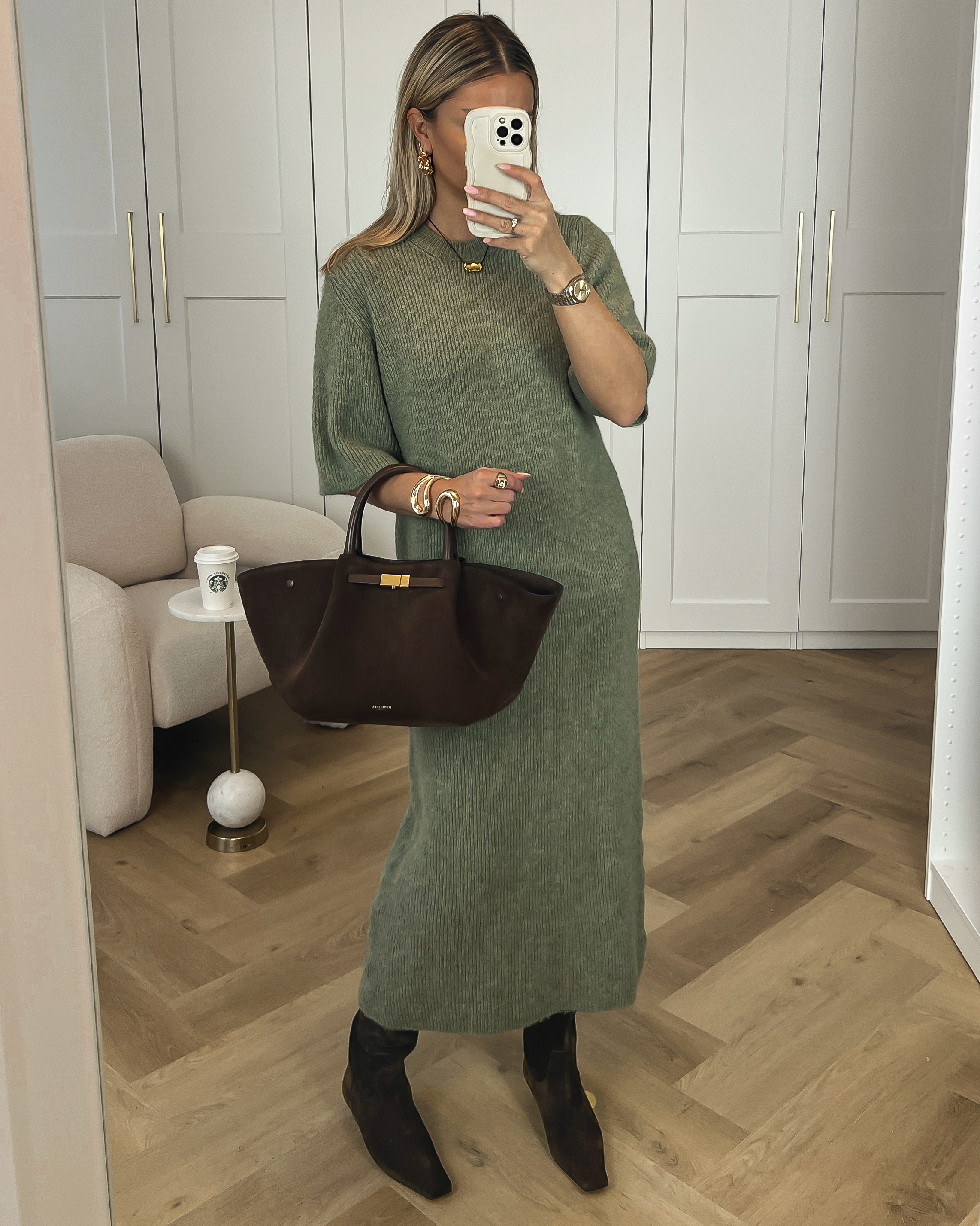 MYRA - Sweater Midi Dress in Olive