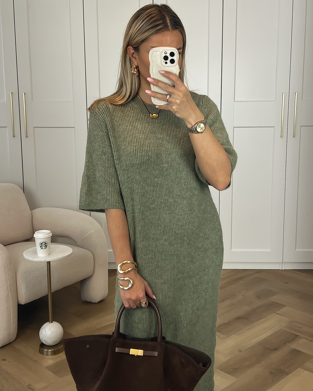 MYRA - Sweater Midi Dress in Olive