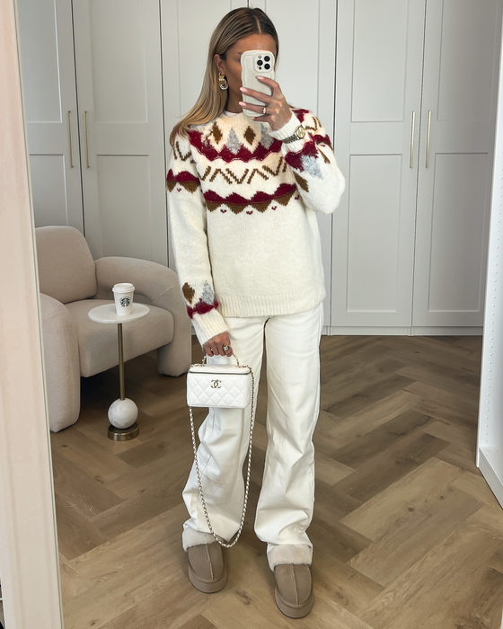 SNOWY - Fair Isle Sweater in Off White