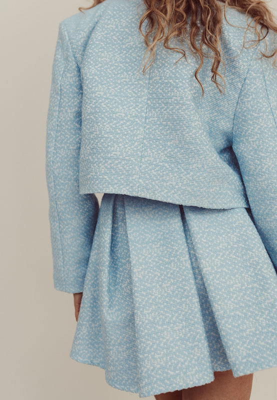 SALE- LORAH Tweed Skirt in Sky Blue