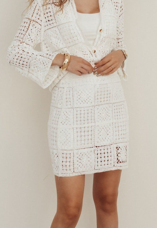LOTUS - Crochet Skirt in White